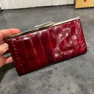 Eel skin Red Clutch Wallet